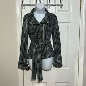 Diane von‎ Firstenberg fitted knit sweater belt jacket size 4